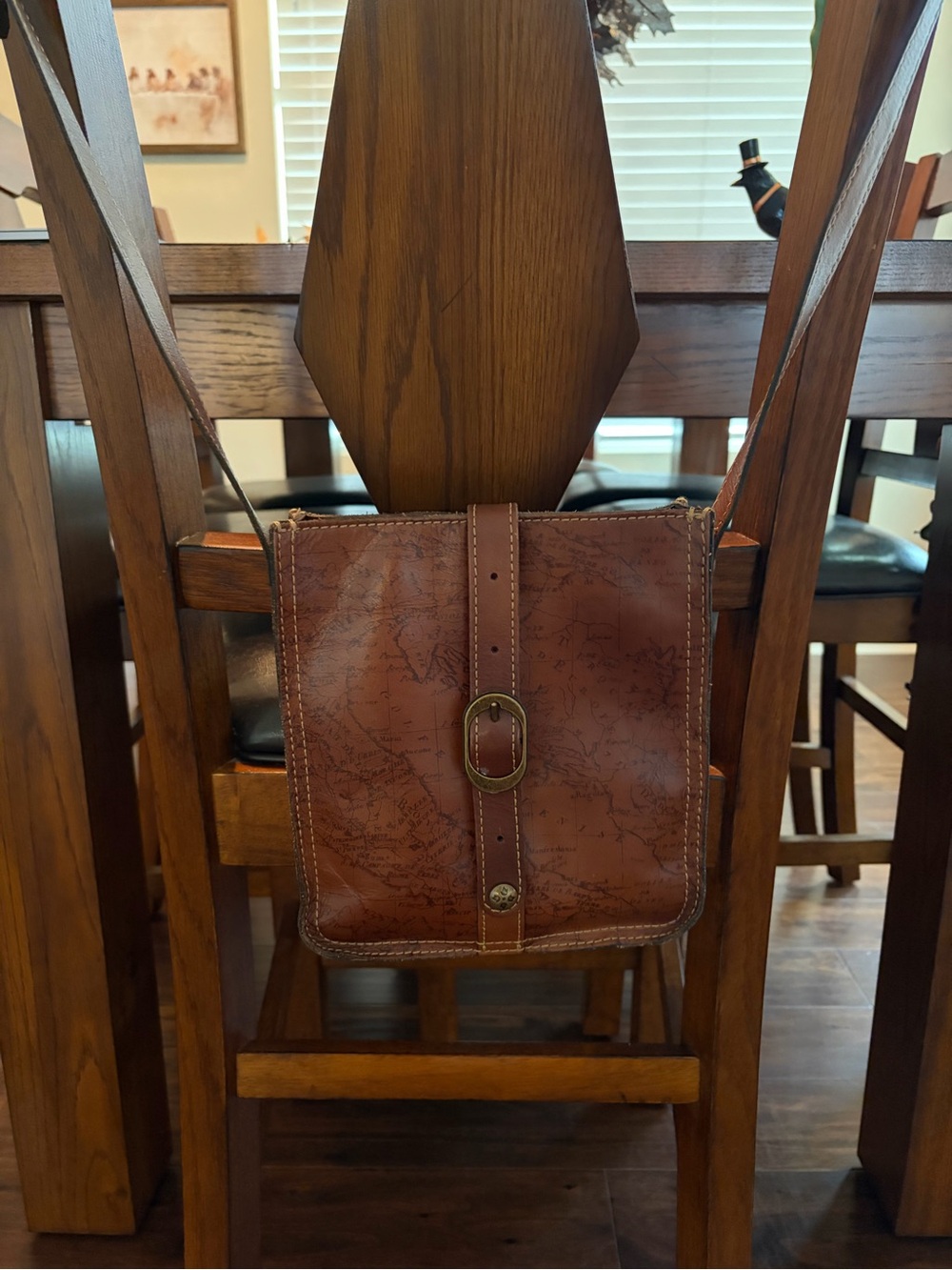 Patricia Nash Brown Map-Print Leather Crossbody Bag